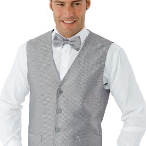 Gilet Rasatello Disegno Cravatta Grigio Unisex Ristoranti Hotel Barman