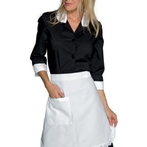 083010 - Elegante grembiule dalla vita per domestica con bordo in pizzo