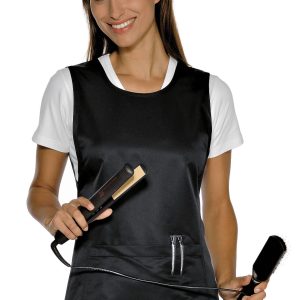 PAPEETE - Casacca/grembiule nero smanicato per parrucchiera,estetista in tessuto antimacchia