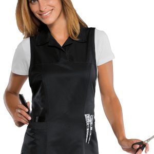 TRINIDAD - Vestitino da donna a poncho per parrucchiera/estetista con colletto, tessuto antimacchia