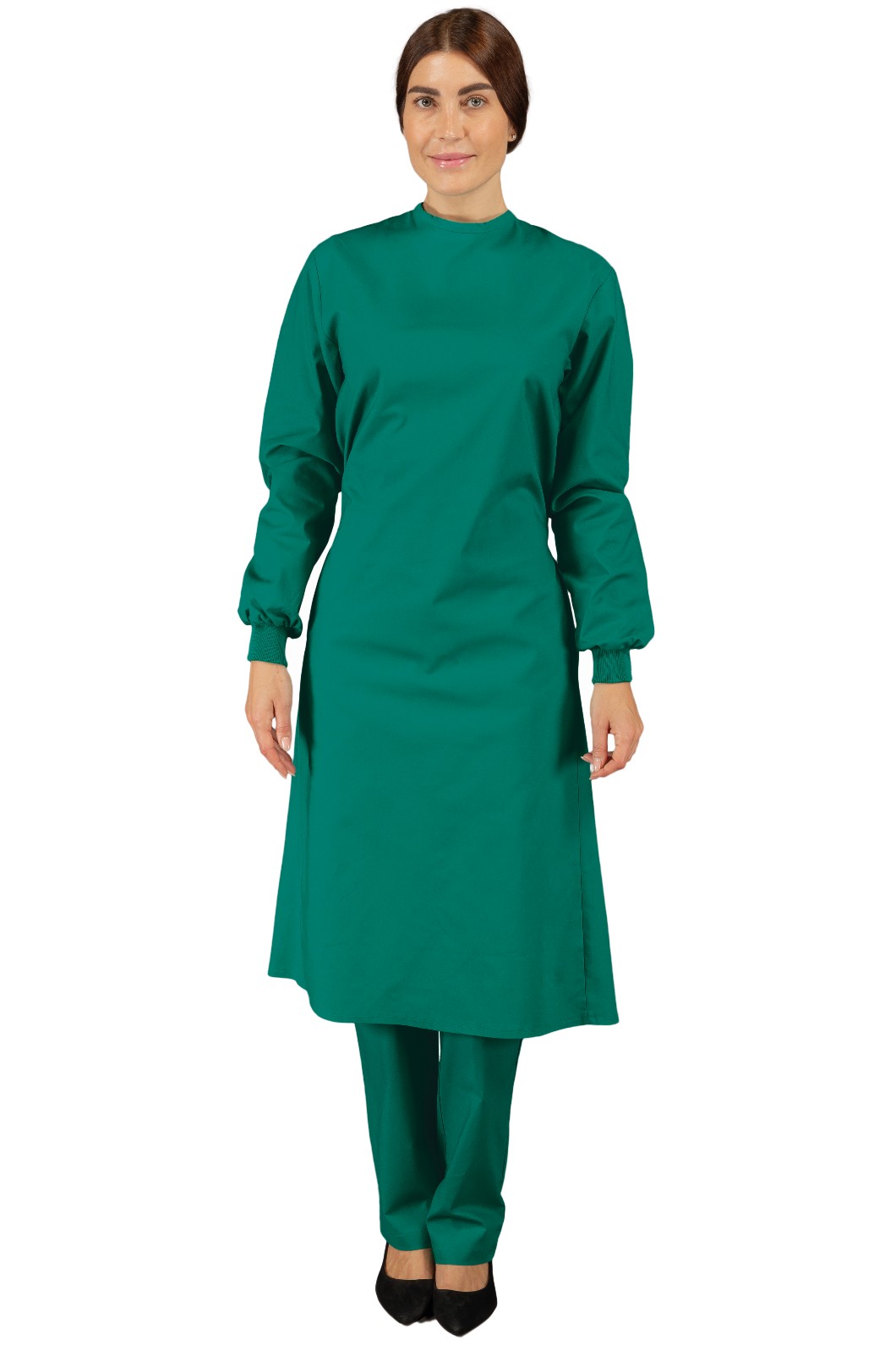 DURBAN - Camice lungo verde chirurgico unisex con allacciatura sulla schiena - immagine 3