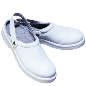 112050 - Zoccoli bianchi antiscivolo con puntale in acciaio - CE EN 345-1 S1