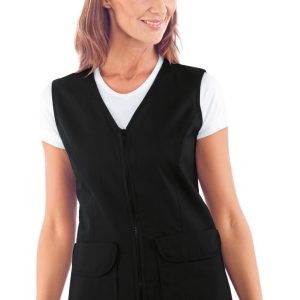 MARAKAIBO - Gilet nero da donna con zip centrale