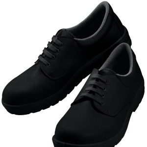 112201 - Scarpa unisex con lacci antiscivolo, antistatico, antiolio, antiacido, puntale in acciaio marcatura CE EN 345-1 S1.