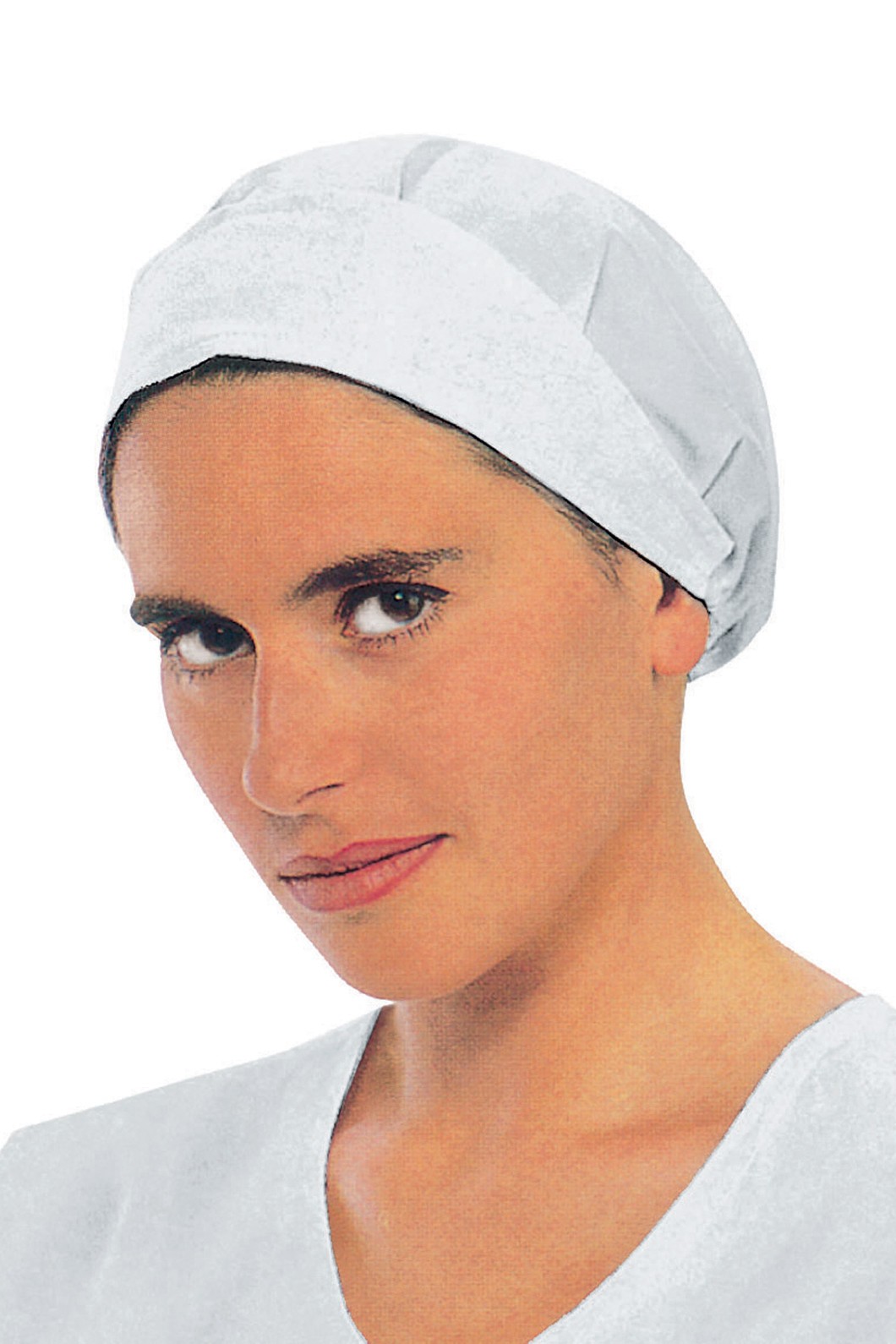 081100 - Cappellino , cuffia bianco da donna per alimentare