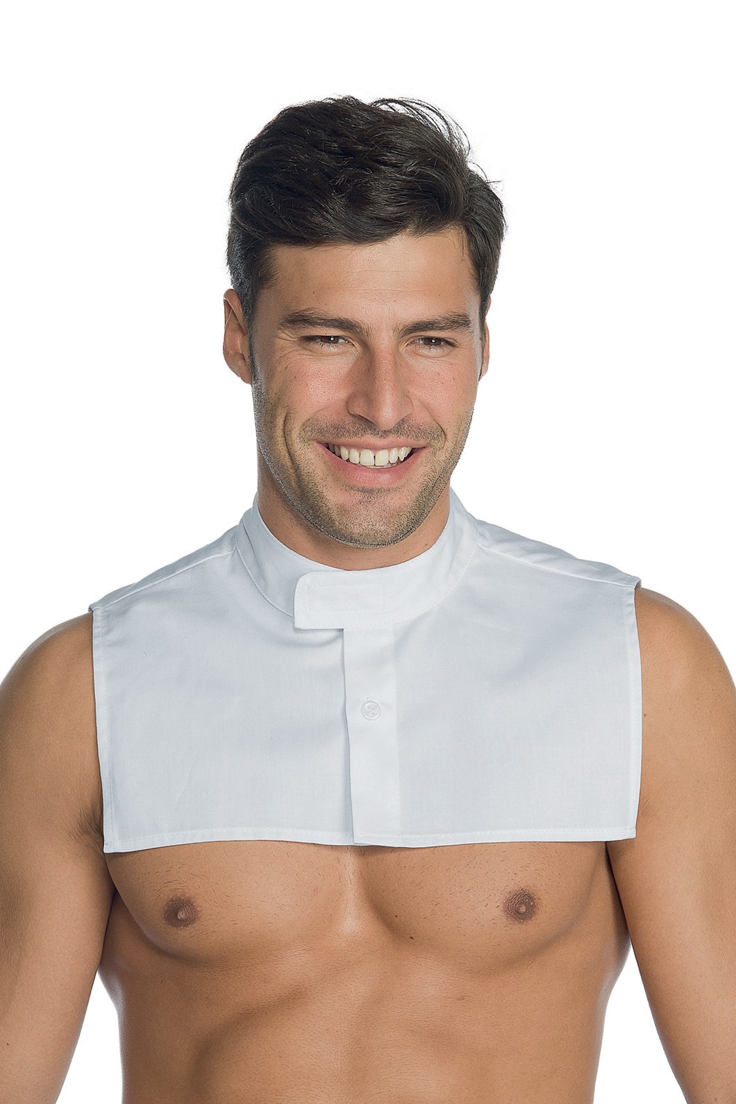 117100 - Sottocollo finta camicia in cotone bianco