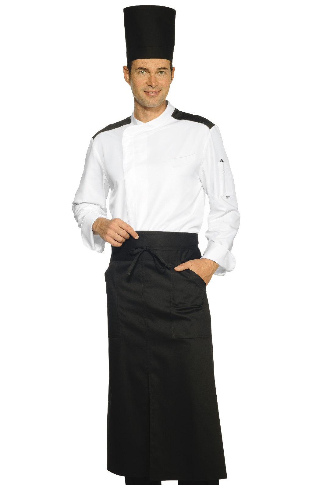 VERSAILLES - Grembiule nero a vita lungo con spacco centrale