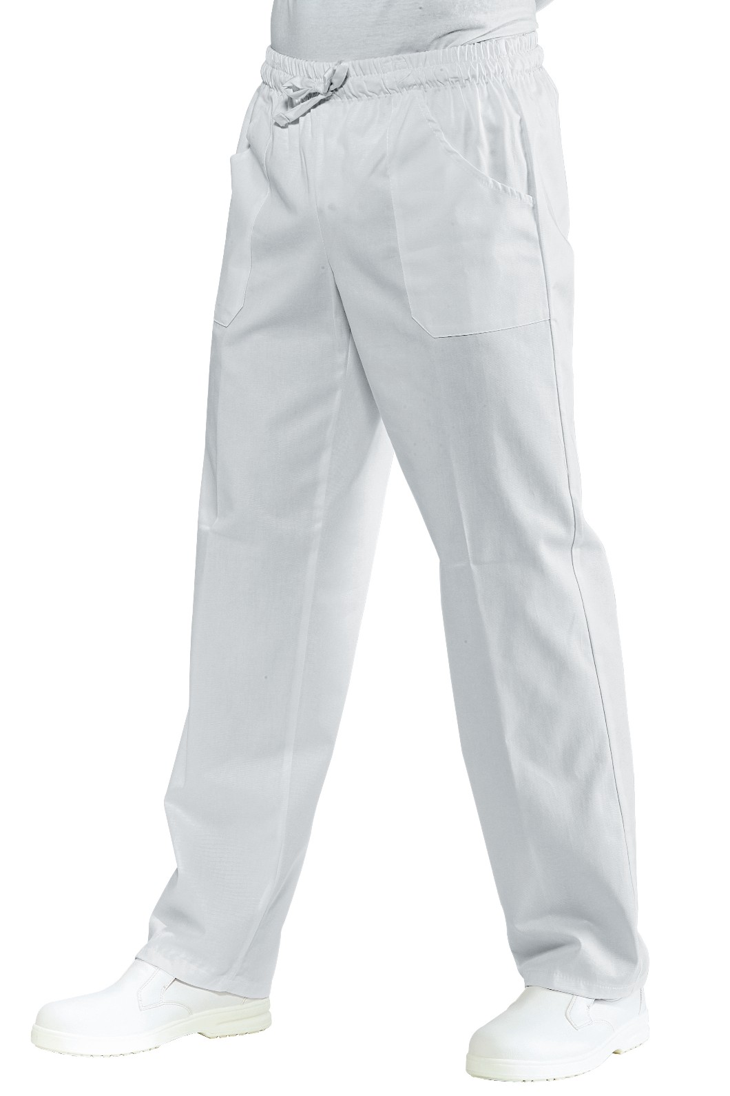 044300 - Pantalone con coulisse in vita ed elastico bianco unisex , tessuto antimacchia - immagine 5