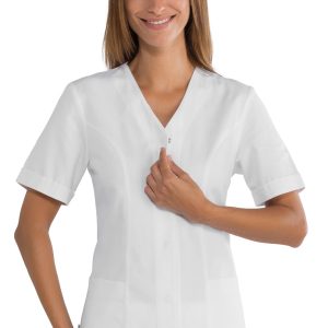 005200 - Casacca bianca da donna in cotone per uso medicale