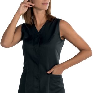 BAHIA - Casacca smanicata nera da donna per estetica, spa, parrucchiere