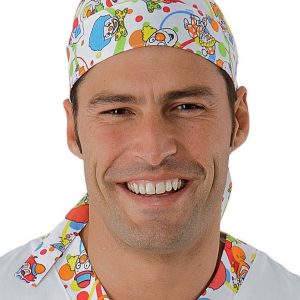 124032 - Bandana bianca con pagliacci per medicale
