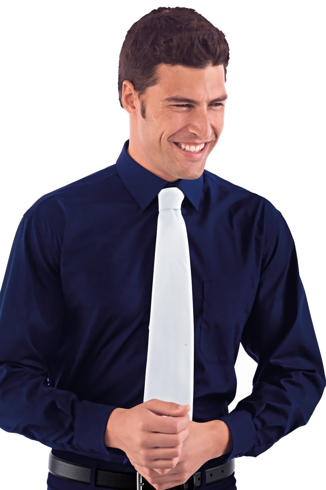 Cravatta Rasata Classica Pala larga Tinta Unita Bianco - immagine 2