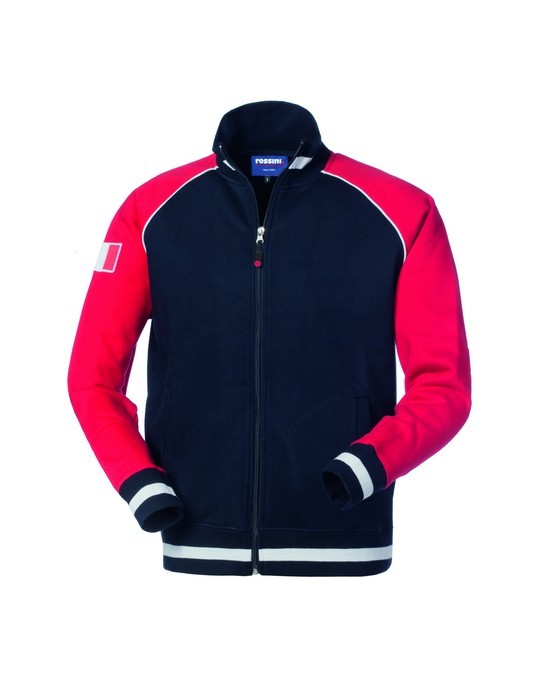 PHOENIX - Felpa bicolore blu e rosso con cerniera e bandiera italiana sulla manica - immagine 2