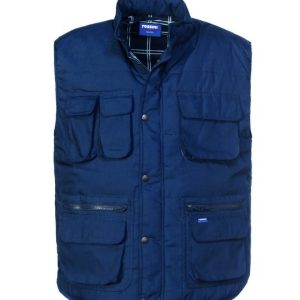 Gilet Blu Da Uomo Trapuntato Imbottito Da lavoro Multitasche Autunno Inverno