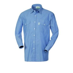 Camicia Uomo Da Lavoro Cotone Oxford Azzurra Manica Lunga