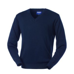 LAGOS - Maglione blu da uomo scollo a V in misto lana