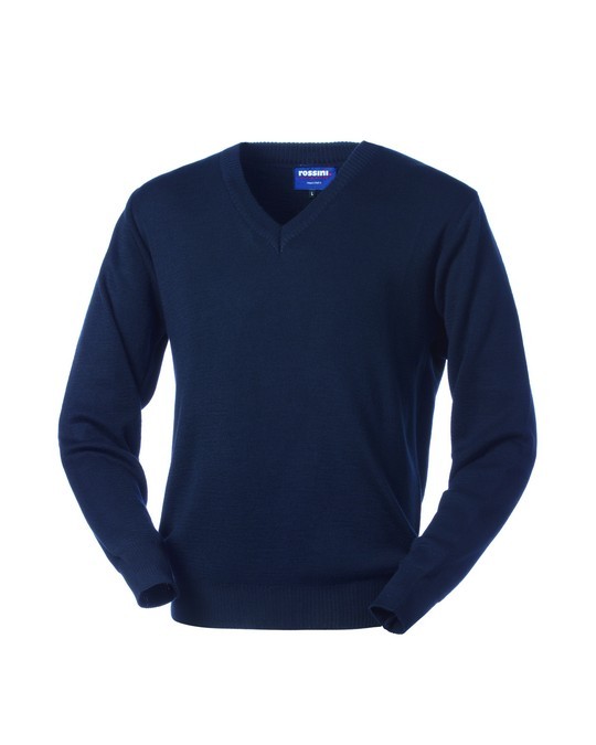 LAGOS - Maglione blu da uomo scollo a V in misto lana - immagine 3