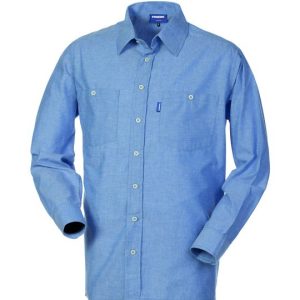 METAL - Camicia uomo oxford azzurro manica lunga