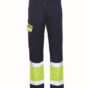 A00151 - Pantalone da cantiere bicolore blu e giallo fluo ad alta visibilità Trivalente