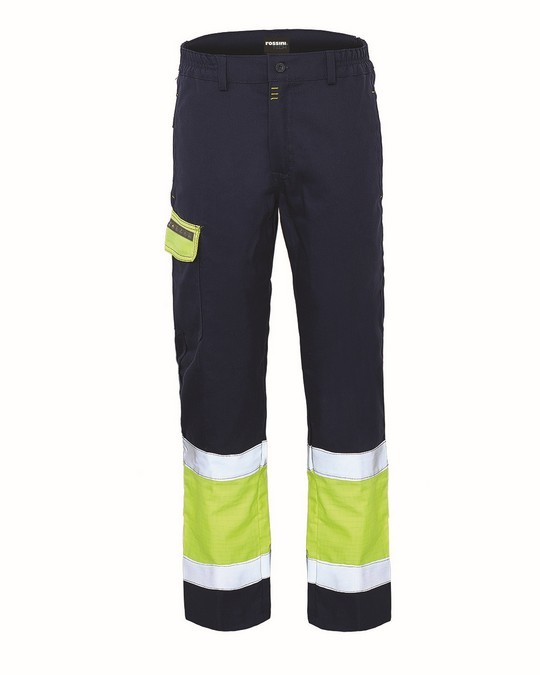 A00151 - Pantalone da cantiere bicolore blu e giallo fluo ad alta visibilità Trivalente - immagine 6