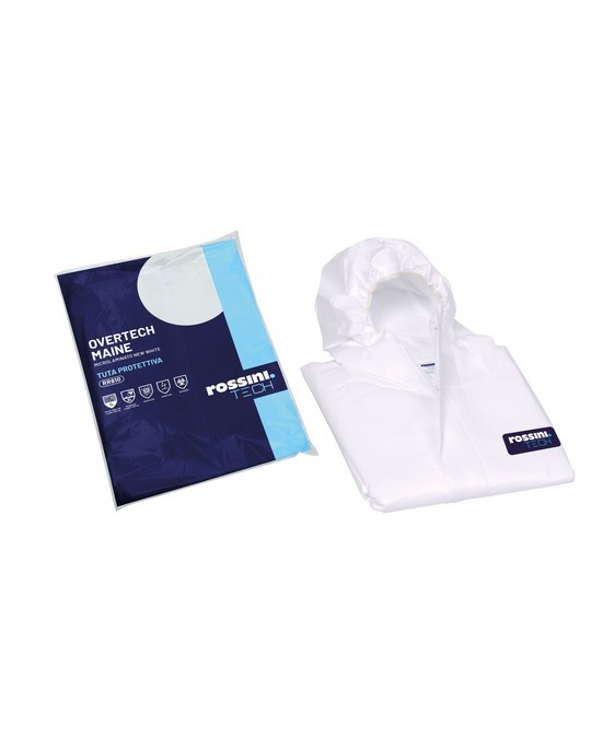 OVERTECH - Tuta protettiva con cappuccio in mono uso intessuto non tessuto laminato gr. 63 - immagine 2