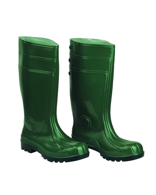 TTI401 - Stivale da lavoro verde in PVC con puntale in acciaio CE: EN ISO 20345:2012 S5 SRC