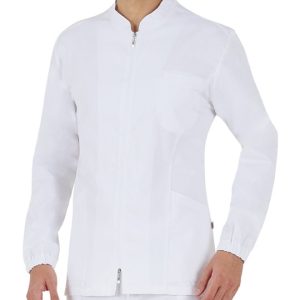 GABRIELE - Casacca medicale bianca con cerniera centrale