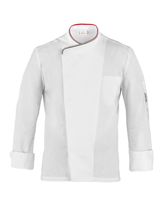 PATRIZIO - Giacca da chef bianca con bordo col tricolore - immagine 11