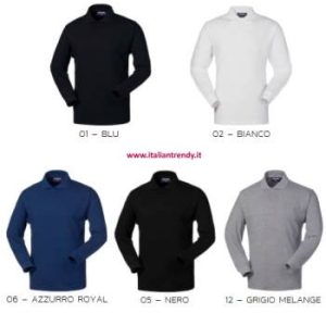 TIGER - Polo uomo manica lunga in piquet di cotone in più colori