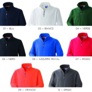 GRABBY - Felpa in 100% cotone a mezzazip con collo alto, più colori