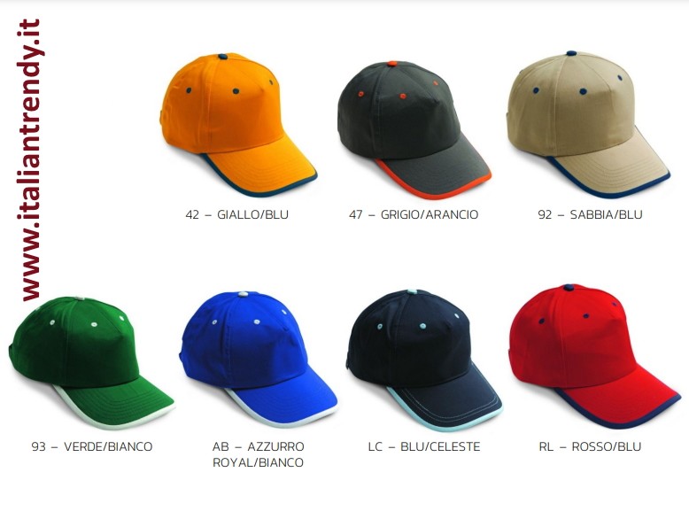 H042 - Berretto Baseball bicolore, chiusura regolabile