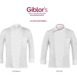 PATRIZIO - Giacca da chef bianca con bordo col tricolore