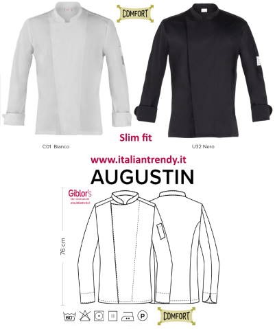 AUGUSTIN - Giacca chef bianca o nera slim