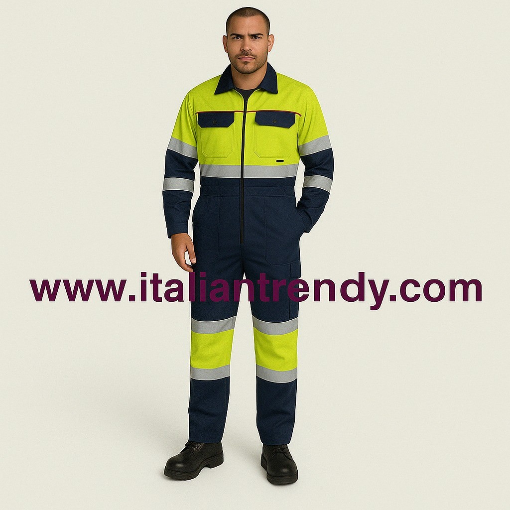 TUTA TPS - Tuta da lavoro gialla ad alta visibilità catarifrangente CE 3