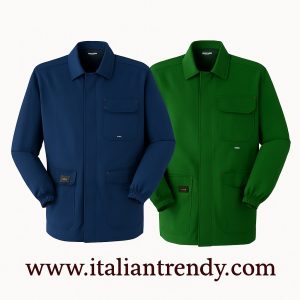 FLAMMATEX - Giacca Ignifuga Verde Bottiglia o Blu con Colletto, Elastico sulle Maniche CE II
