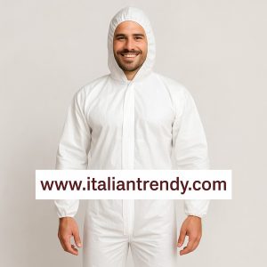 DUPONT - Tuta da Lavoro con cappuccio bianca in polietilene  gr. 41 CE III Pro Tech