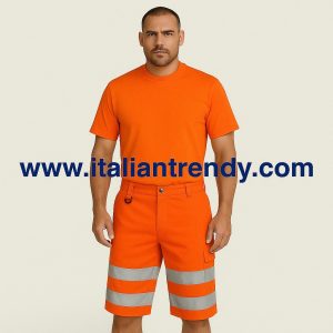 A00817 - Bermuda ad alta visibilità arancione o giallo per lavori stradali o cantieri