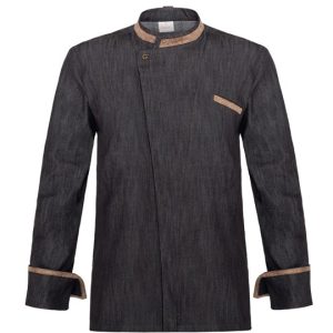 ULISSE giacca da uomo slim nero jeans denim con inserti a contrasto in alcantara