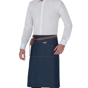 SHANNON grembiule a vita in jeans di cotone con impunture a contrasto design urban