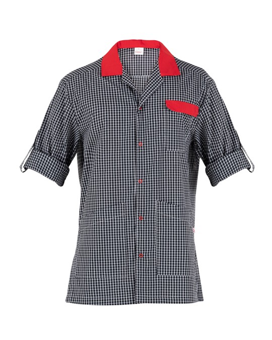 RICKY casacca nera da uomo a quadretti con inserti rossi