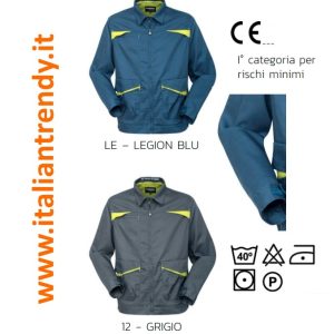 Giubbetto Da Lavoro con Tasche Multi-scomparto e Zip Centrale in Poliestere Riciclato e Cotone