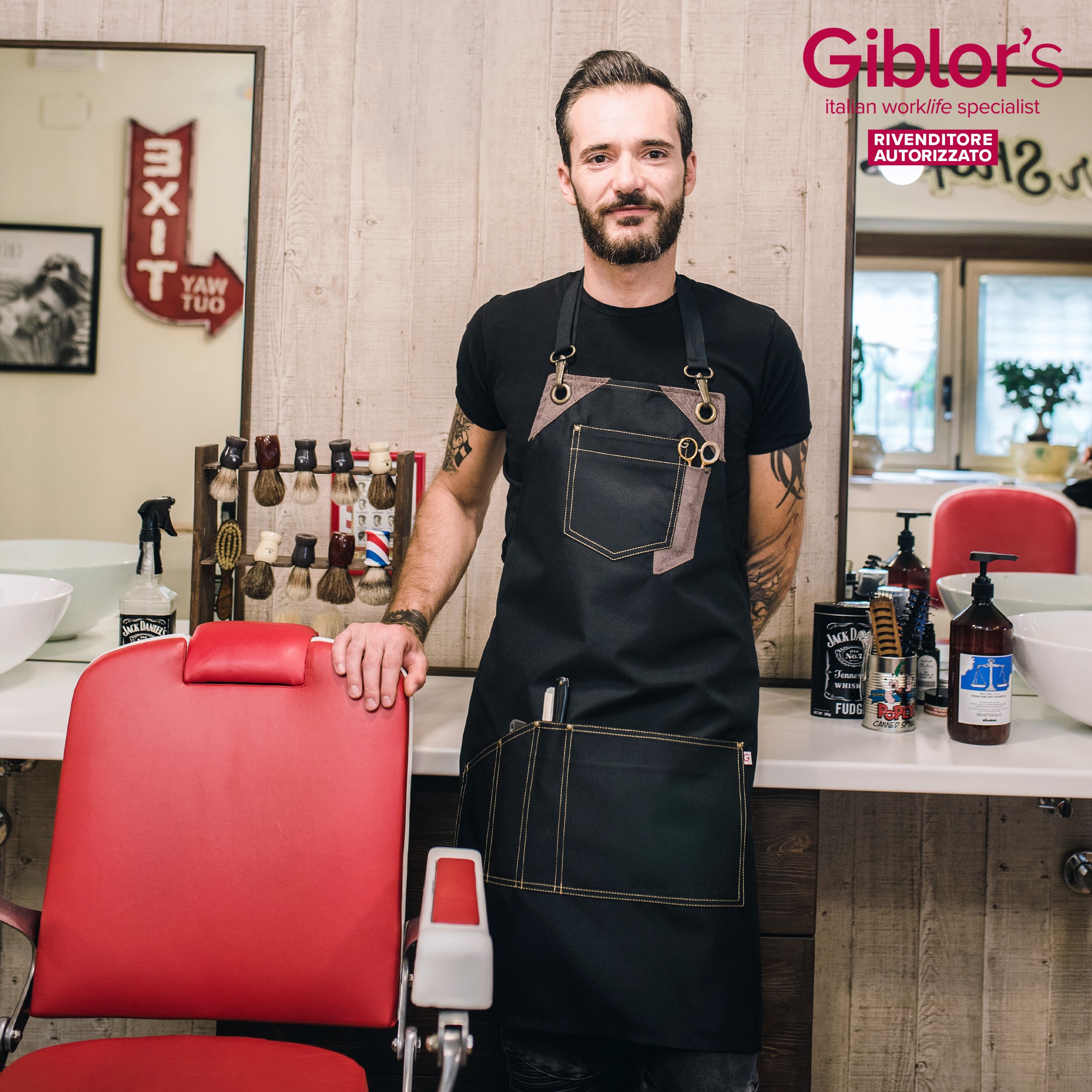 PICASSO grembiule professionale impermeabile con moschettoni e inserti in alcantara - immagine 3