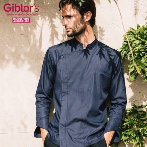 ERIC giacca da uomo chef leggera con bottoni nascosti e allacciatura laterale