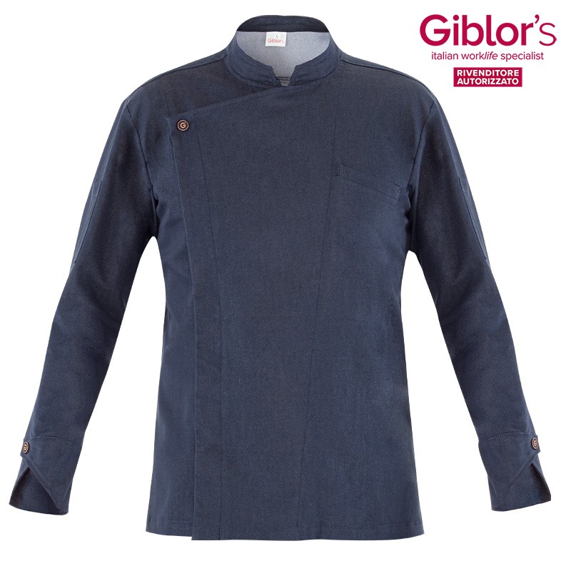 ERIC giacca da uomo chef leggera con bottoni nascosti e allacciatura laterale - immagine 2