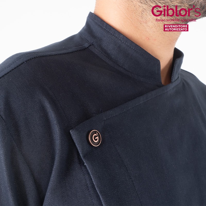 ERIC giacca da uomo chef leggera con bottoni nascosti e allacciatura laterale - immagine 4