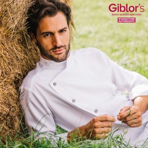 SAMUEL giacca da uomo cucina con bottoni metallo e allacciatura laterale