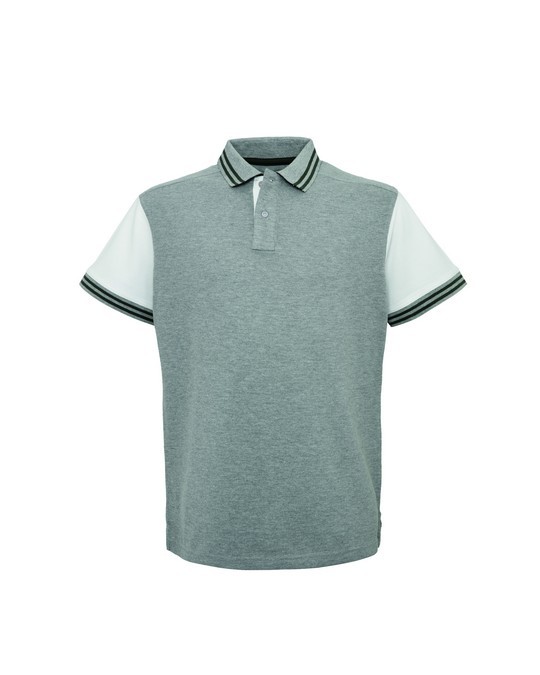 Polo Uomo Grigia e Blu Bicolore Manica Corta Cotone ESAURITA - immagine 5