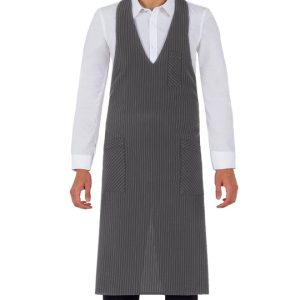 RENO grembiule lungo con pettorina e scollo a V gessato vari colori