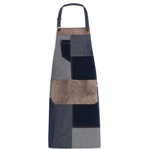 CALIFORNIA grembiule con pettorina in fantasia patchwork alcantara e jeans blu