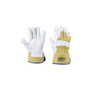 Guanto pelle pieno fiore bovino, dorso tela, palmo foderato, manichetta DPI 2 Categoria